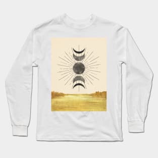 Abstract landscape, sun and moon phases Long Sleeve T-Shirt